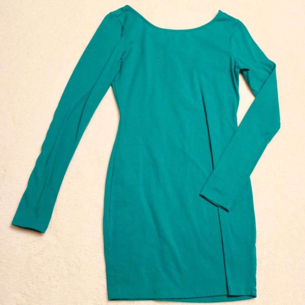 Long Sleeve Teal Knit Dress SMALL